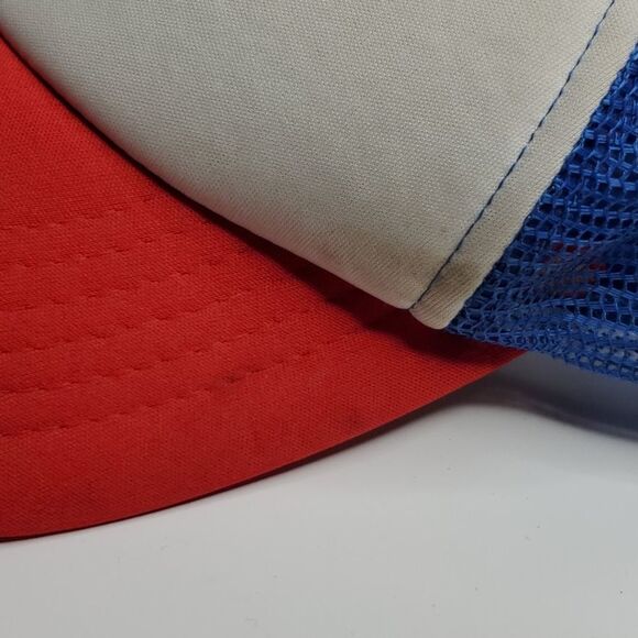 VINTAGE PBR PABST RED WHITE BLUE RIBBON MESH TRUCKER DAD HAT COSTUME CAP - Picture 7 of 8